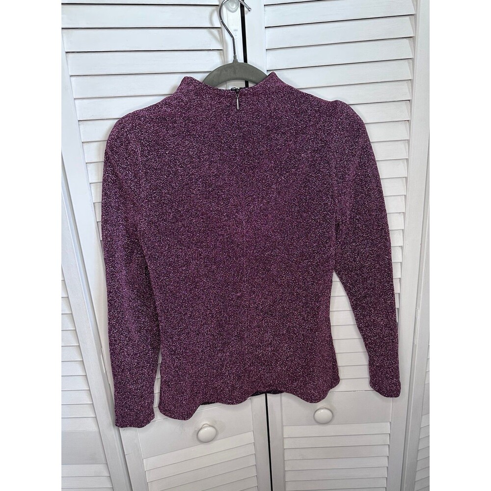 Rebecca Taylor Metallic Purple Mock Neck Top XS
